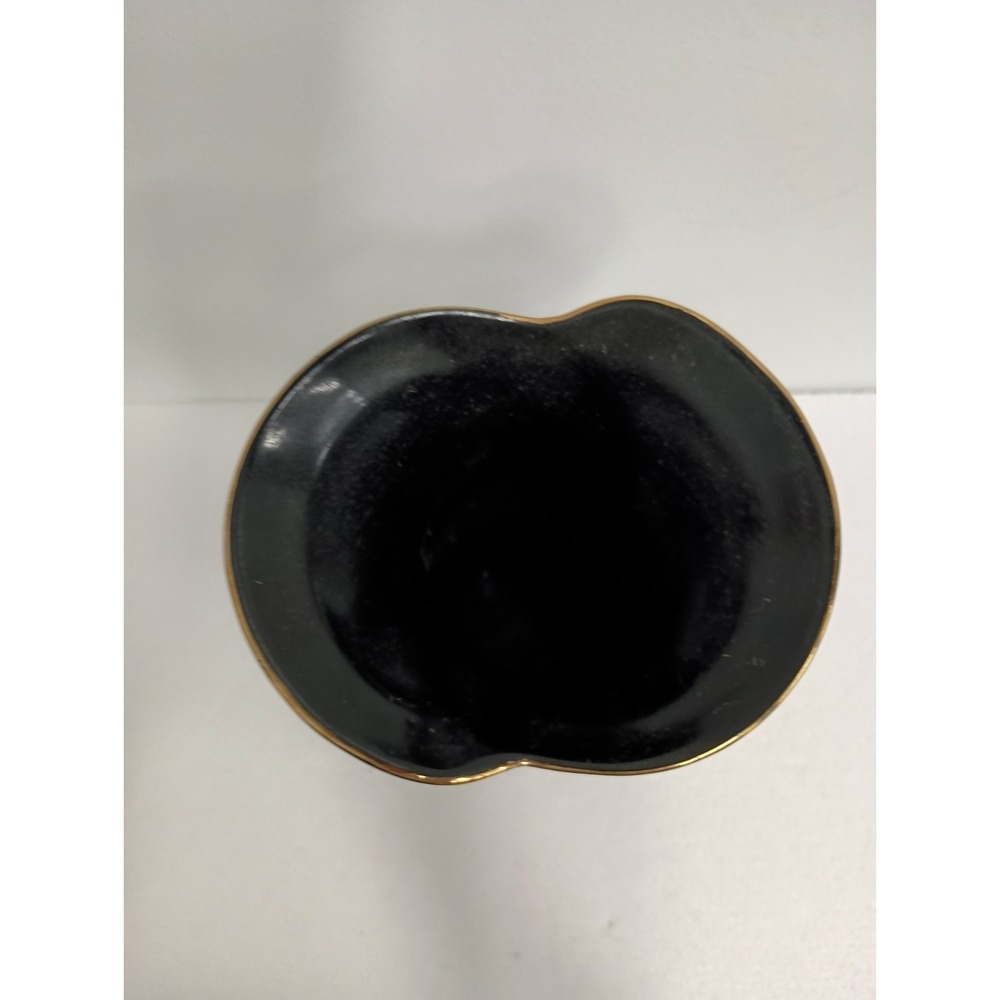 Vintage 70s Fine China Black Elegance Asian Vase With Red Poppy Flowers Japan - Picture 4 of 10